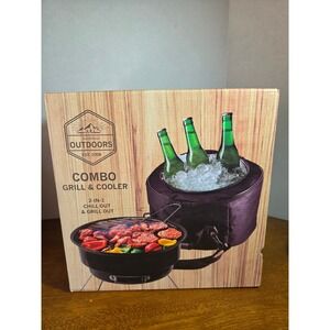 Saddlebred Outdoors 2-in-1 Combo Grill & Cooler Portable Tailgating Set Black